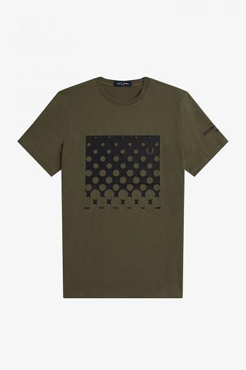 Green Fred Perry Ombre Graphic Men's T Shirts | PH 1733NWYB